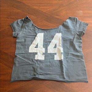 Gray/blue off the shoulder T-Shirt with White Number 44